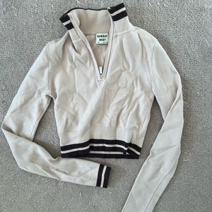 brown and cream aritzia crop top xxs